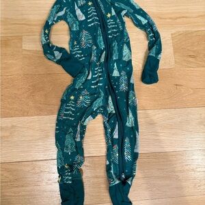 Little Sleepies Teal Tree Pattern Kids pajamas 6-12m